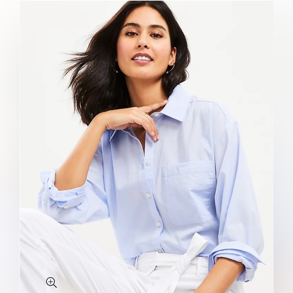 LOFT | Oversized Everyday Shirt in Baby Blue - Picture 5 of 5